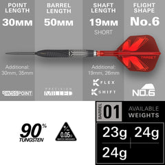 TARGET - SHIFT - Steel Tip Swiss Point - 90% Tungsten Darts