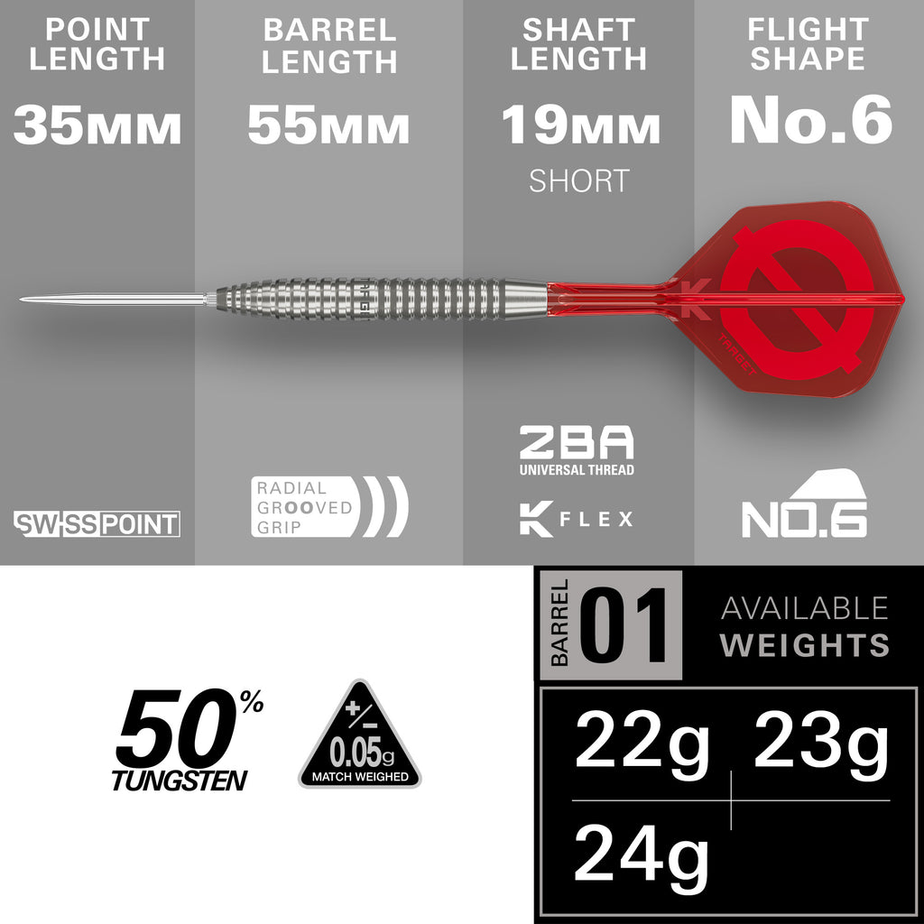 TARGET - GROUP Ø 02 - Steel Tip Swiss Point - 50% Tungsten Darts