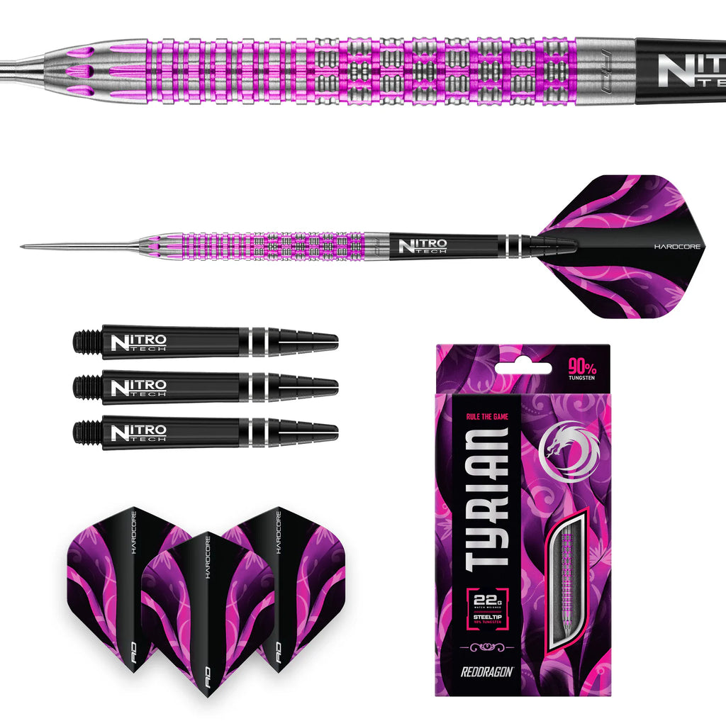 RED DRAGON - Tyrian Purple Darts - 90% Tungsten - 22g