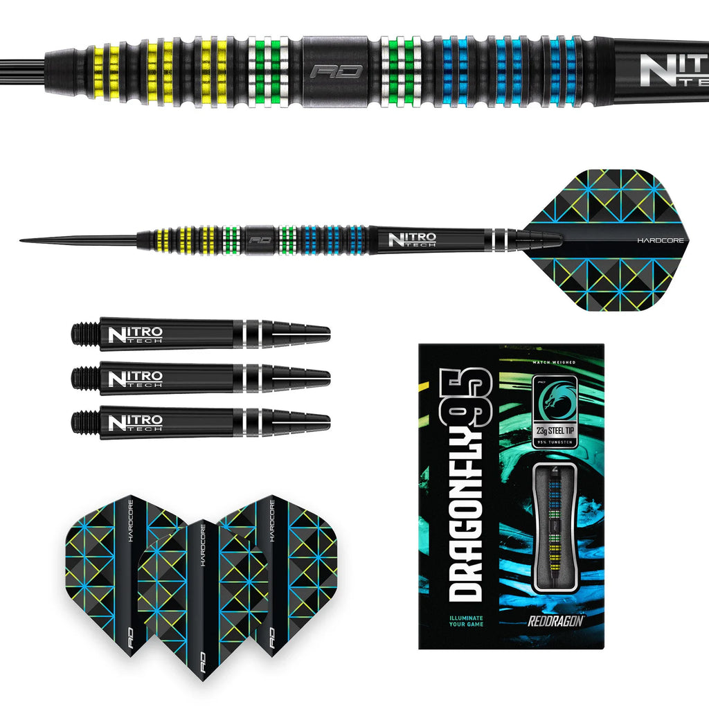 RED DRAGON - Dragonfly 95 Black Tapered Darts - 95% Tungsten - 25g