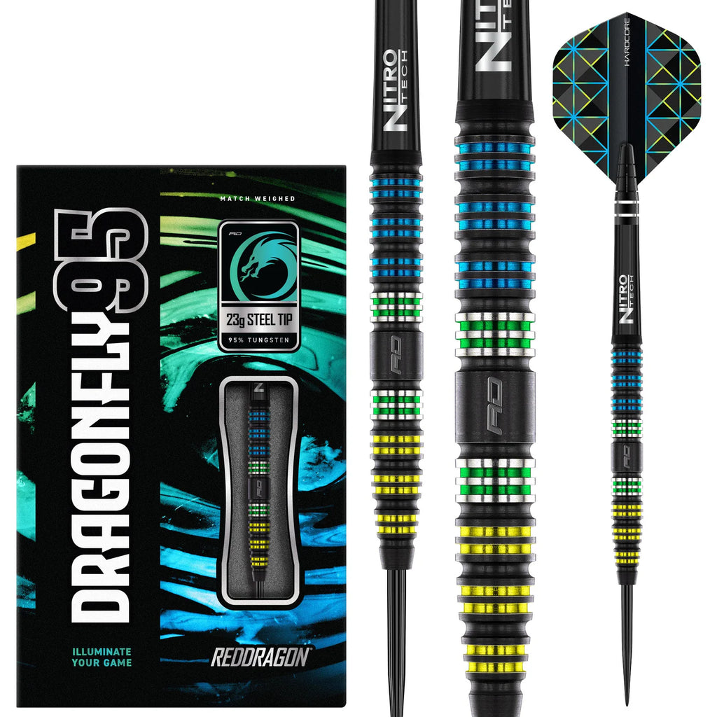 RED DRAGON - Dragonfly 95 Black Tapered Darts - 95% Tungsten - 23g