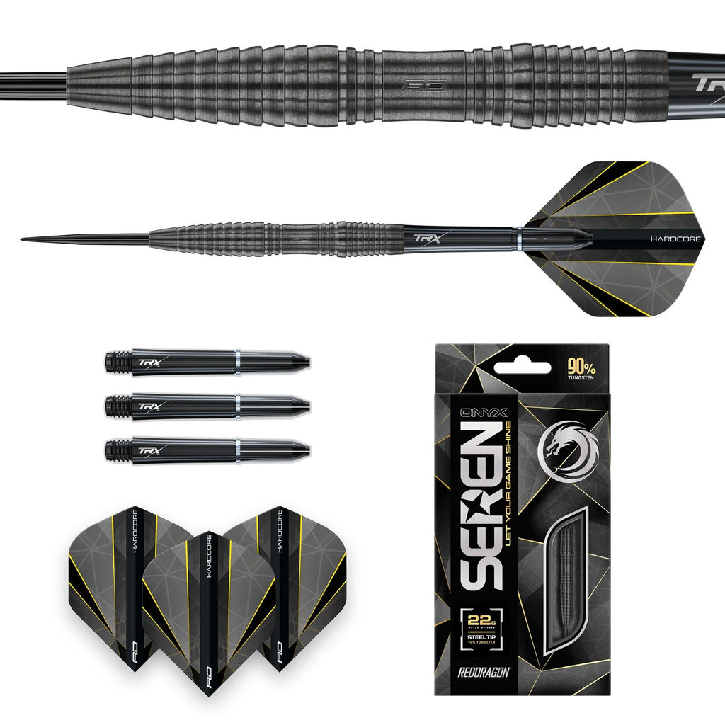 RED DRAGON - Seren 3 Onyx Black Darts - 90% Tungsten - 22g