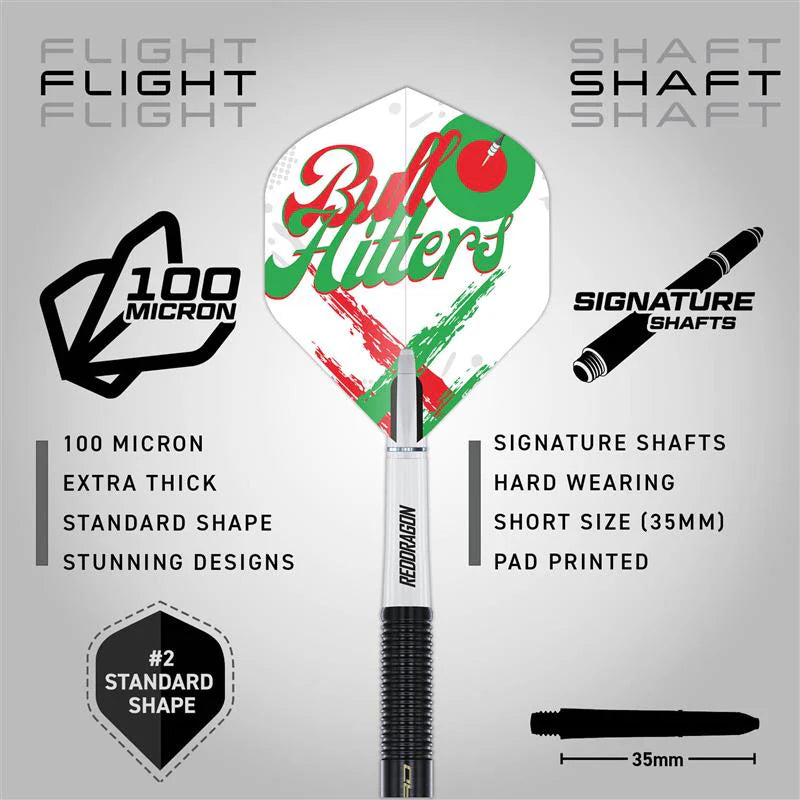 RED DRAGON - BULLHITTERS Darts - BLACK PVD - 90% Tungsten - 23g