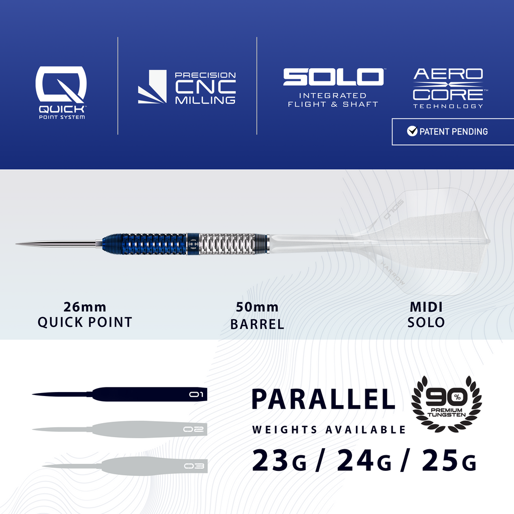 HARROWS - 24g Geo 01 Quick Point Darts - 90% Tungsten