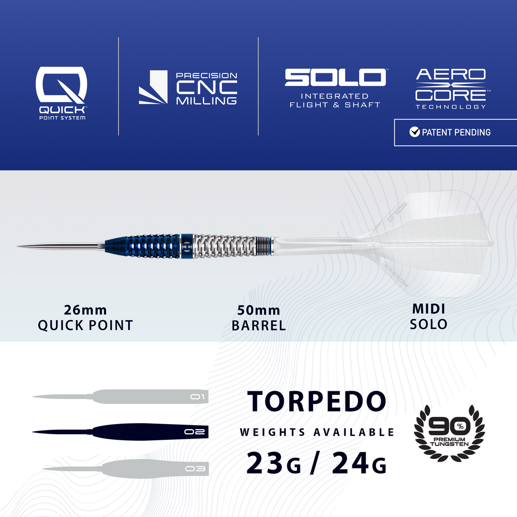 HARROWS - 24g Geo 02 Quick Point Darts - 90% Tungsten