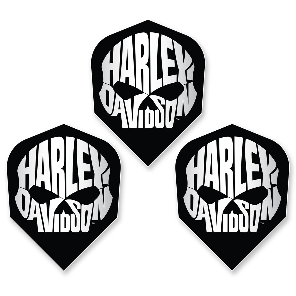 HARLEY DAVIDSON - Official Licensed Dart Flights - HD SKULL BLACK - Standard Size - 100 Micron