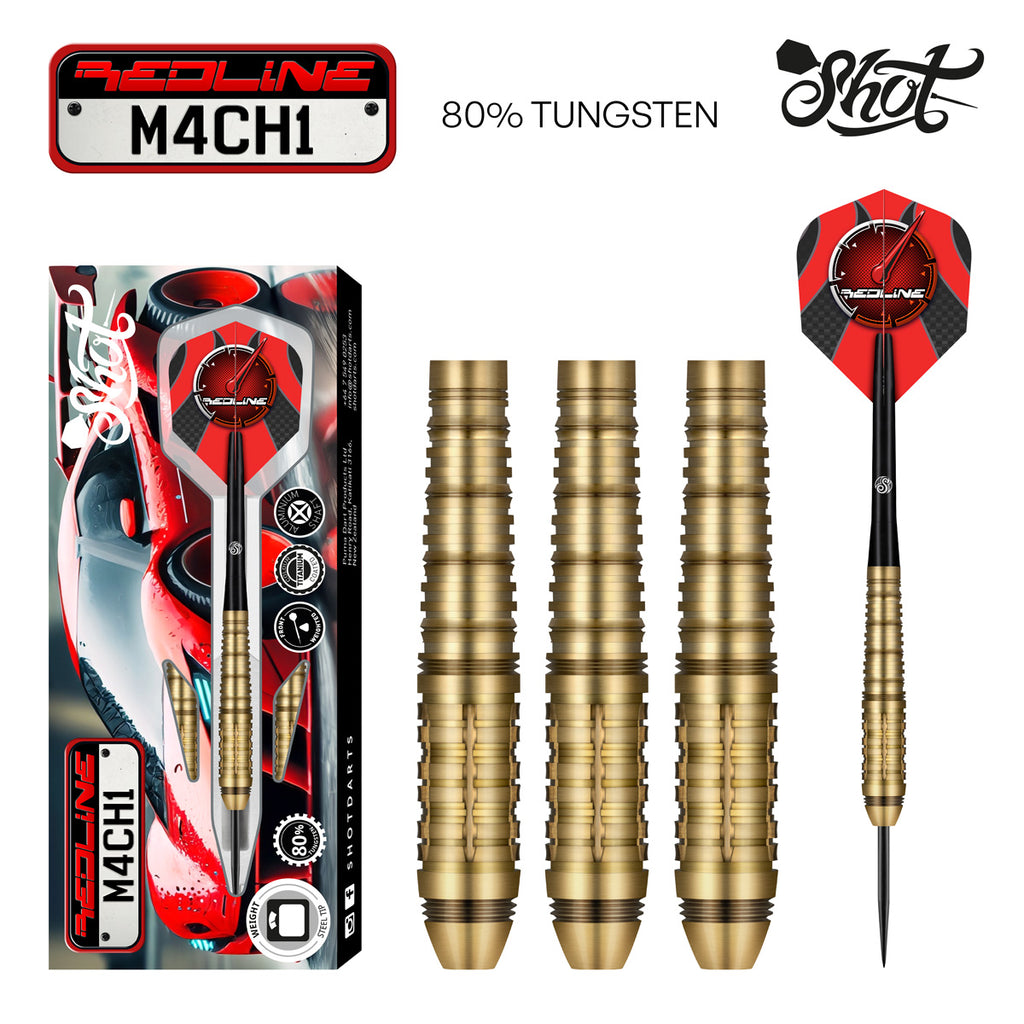 SHOT - Redline M4CH1 Steel Tip Dart Set - 80%Tungsten - 23g