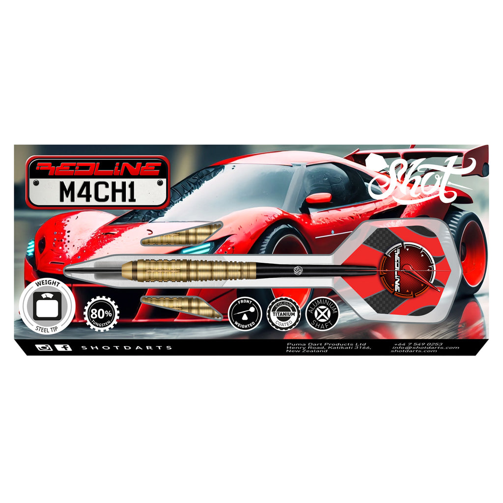 SHOT - Redline M4CH1 Steel Tip Dart Set - 80%Tungsten - 23g