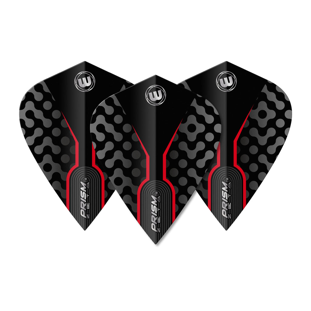 WINMAU - Prism Zeta Black Red Flights - Kite Shape