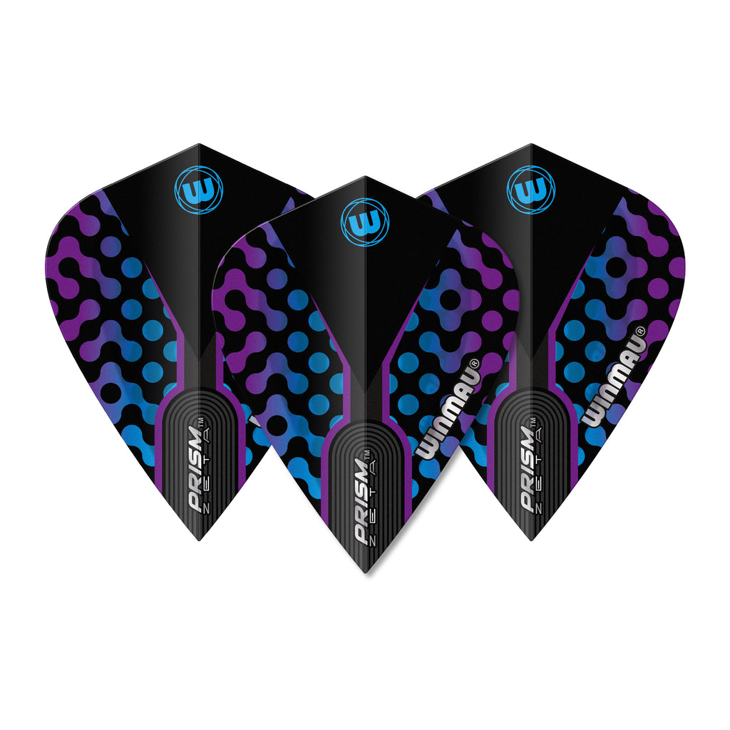 WINMAU - Prism Zeta Blue Black Purple Flights - Kite Shape