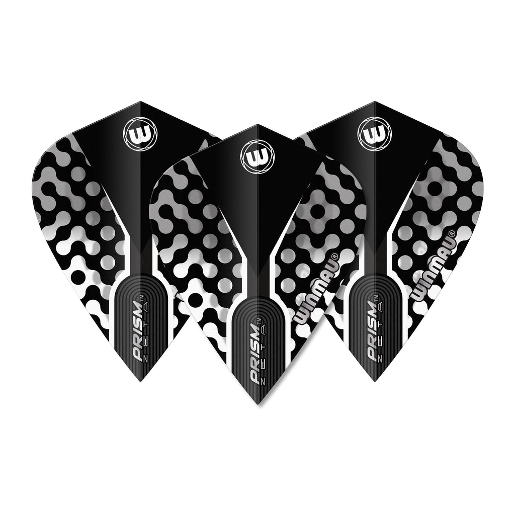 WINMAU - Prism Zeta Black White Grey Flights - Kite Shape