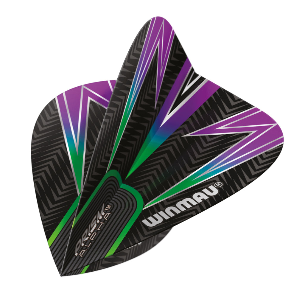 WINMAU - Prism Alpha Black Green Purple Flights - Kite Shape