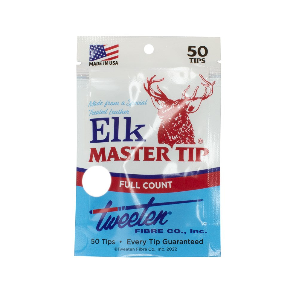 Elk Master Treated Leather Cue Tips 50 Pack - Glue On 8.5mm