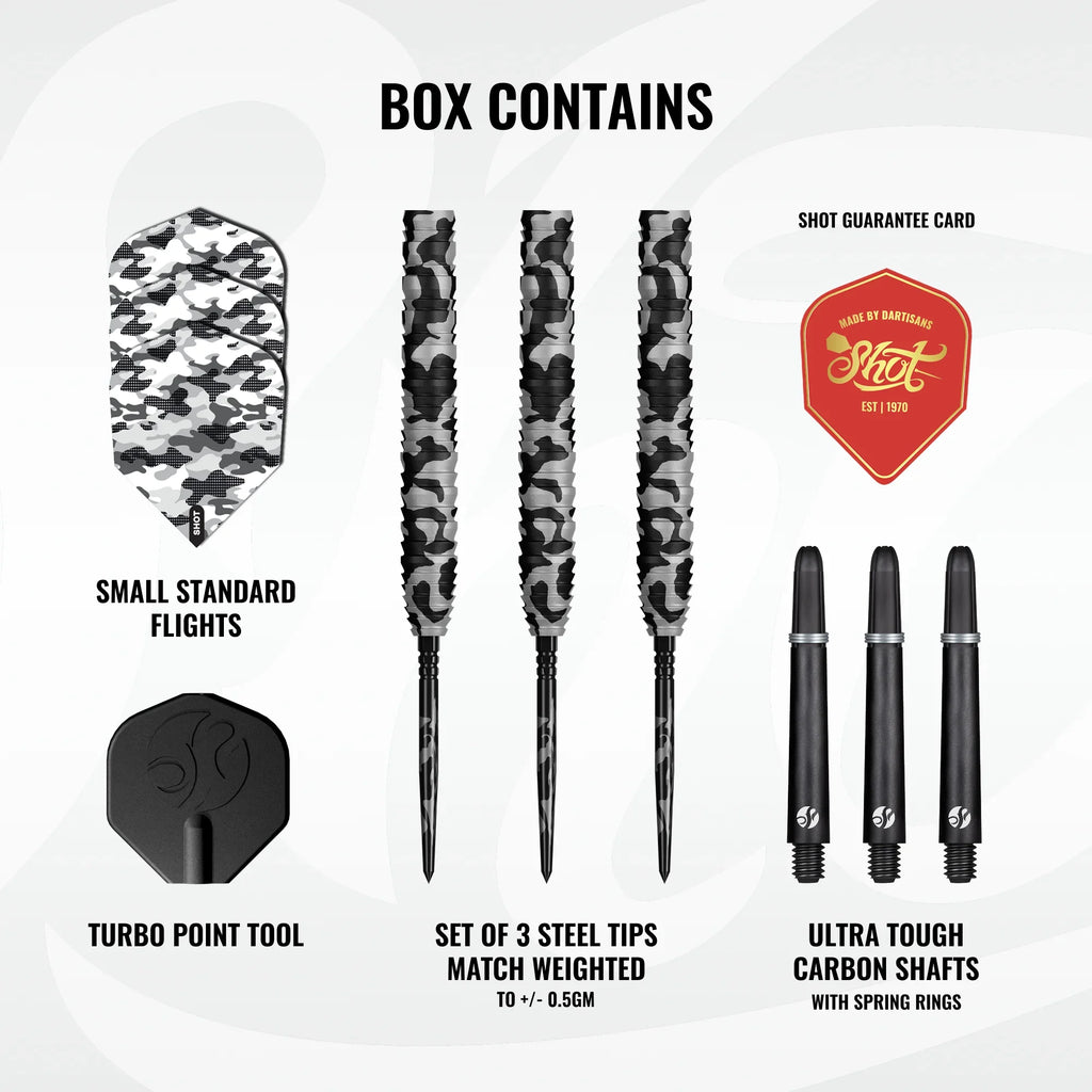 SHOT - 25g - Camo POLAR Turbo Point Darts Set - 90% Tungsten