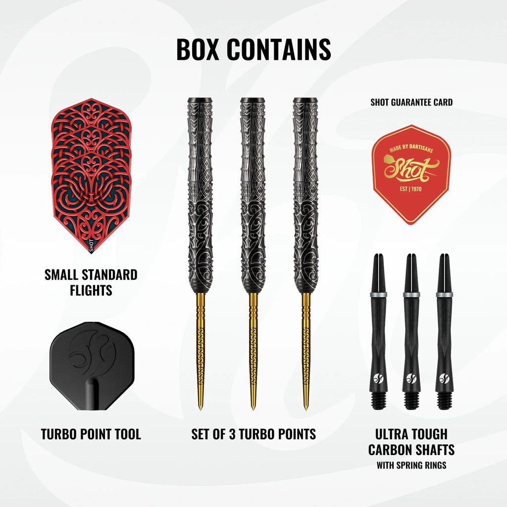 SHOT - 24g - Warrior KAPENE Turbo Point Darts Set - 90% Tungsten