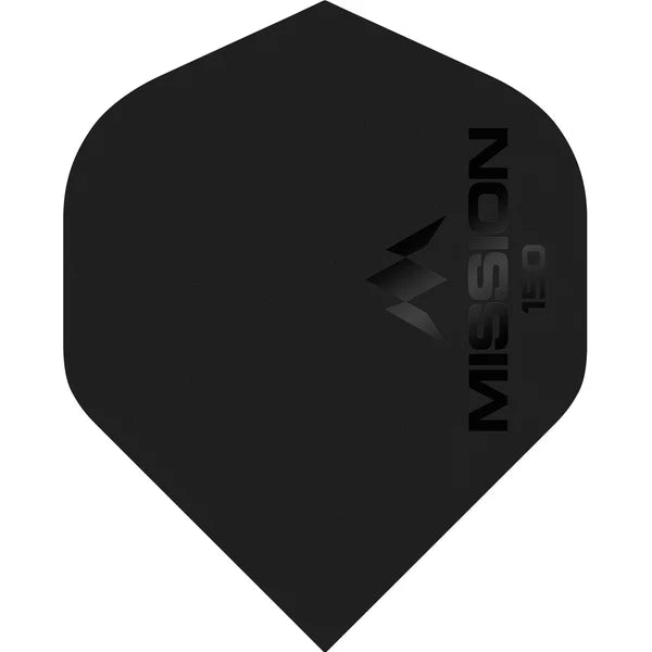 MISSION - Logo 150 No2 Size Dart Flights - 150 MICRON Extra Thick - BLACK