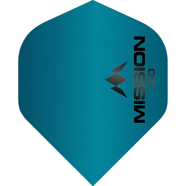 MISSION - Logo 150 No2 Size Dart Flights - 150 MICRON Extra Thick - BLUE