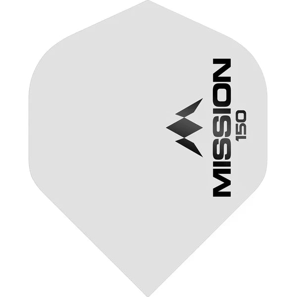 MISSION - Logo 150 No2 Size Dart Flights - 150 MICRON Extra Thick - WHITE