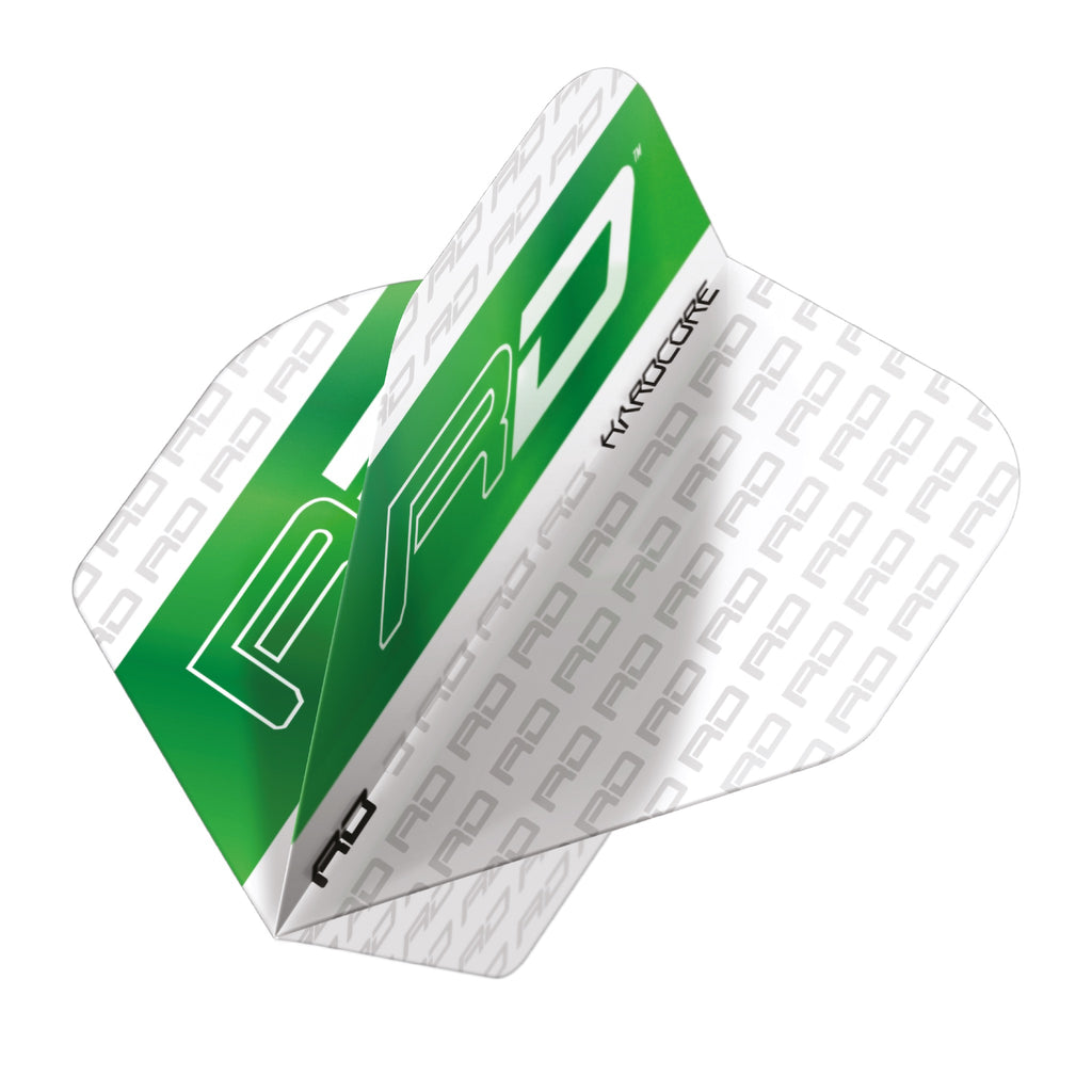 RED DRAGON - RD Logo White and Green Dart Flights - Standard Shape