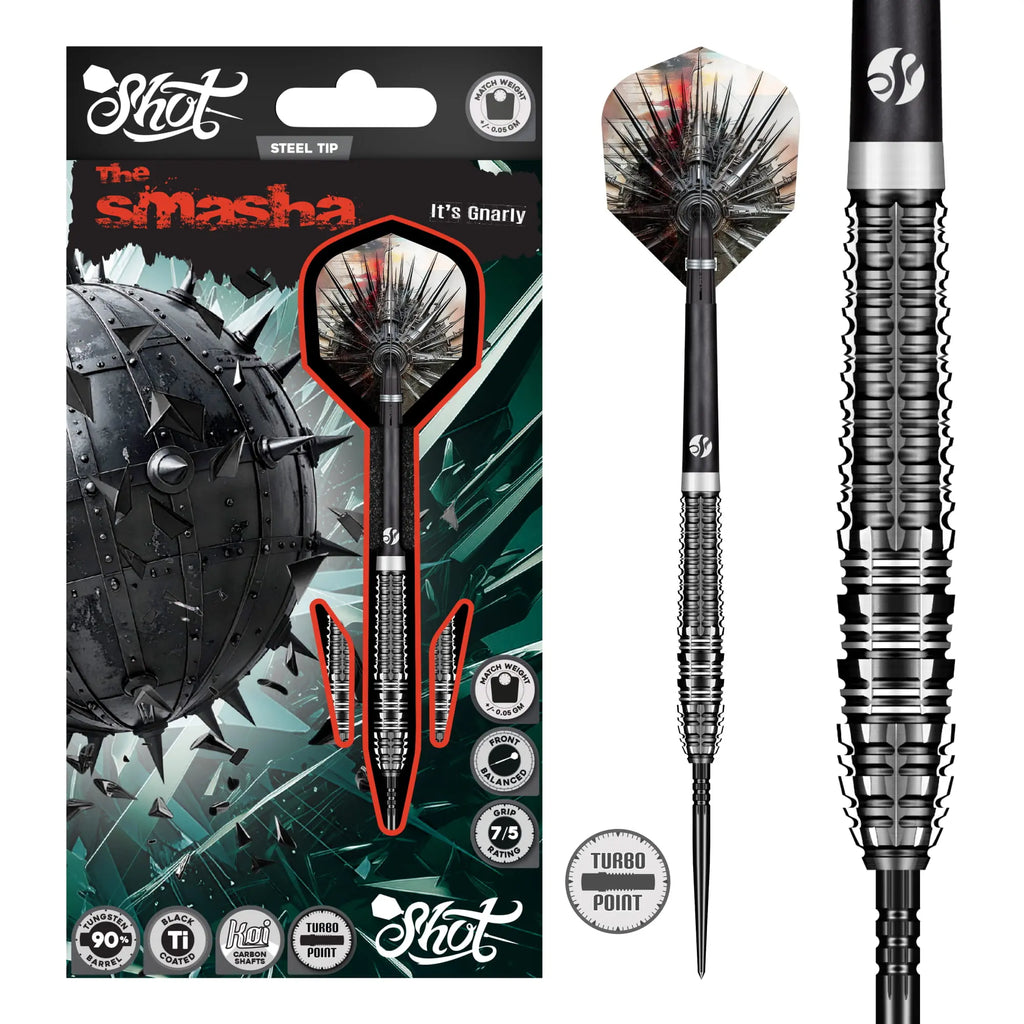 SHOT - 24g - Gnarly SMASHA Turbo Point Dart Set - 90% Tungsten