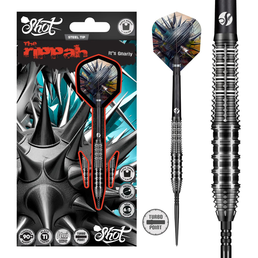 SHOT - 23g - Gnarly RIPPAH Turbo Point Dart Set - 90% Tungsten