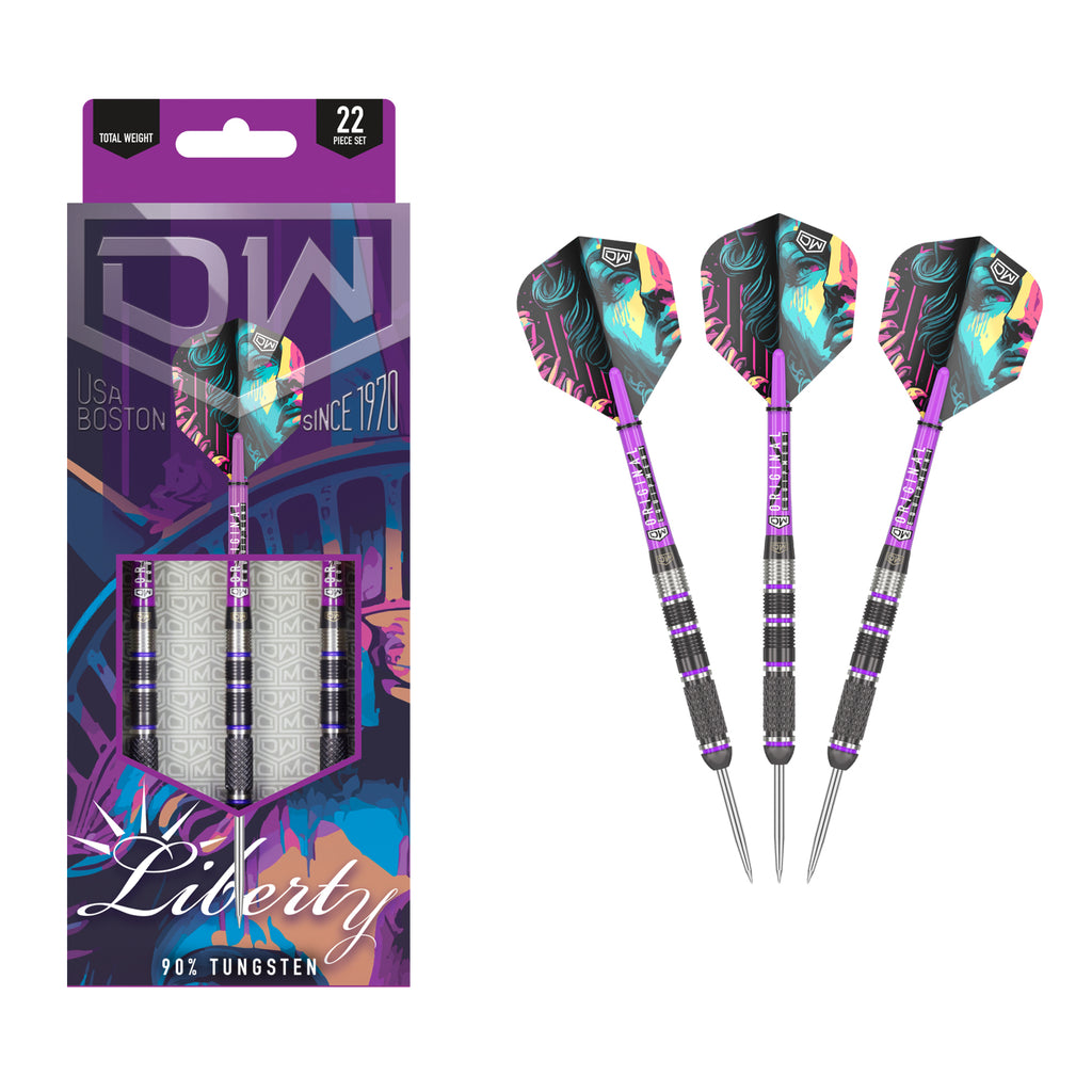 DART WORLD - Liberty Steel Tip Darts - 90% Tungsten - 27g