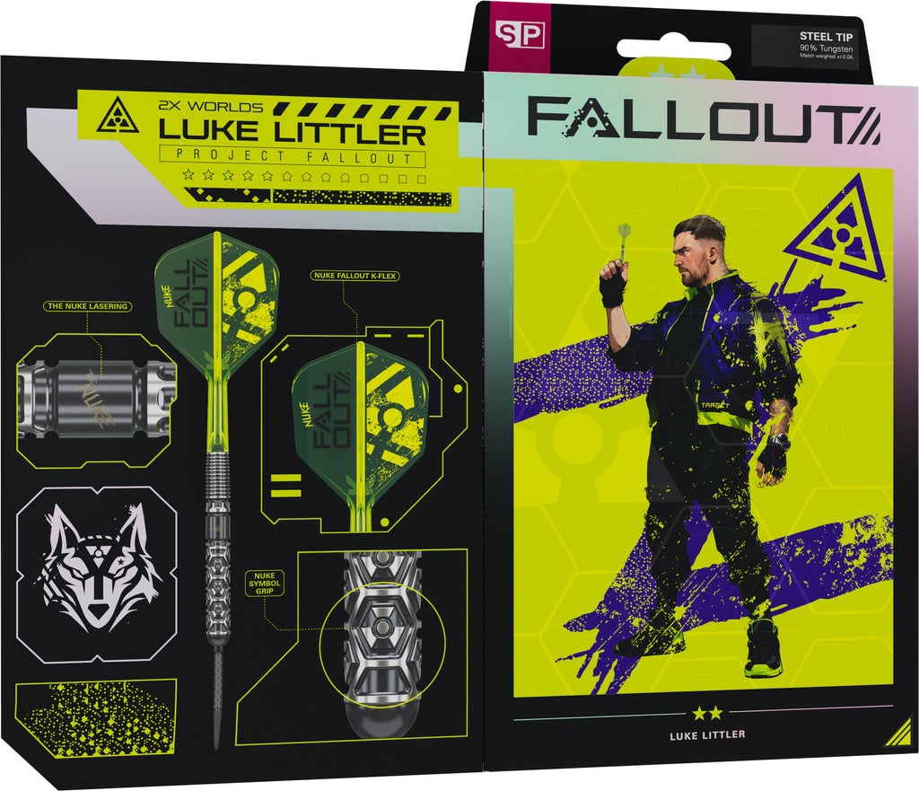 TARGET - Luke Littler Nuke Fallout - Steel Tip Swiss Point - 90% Tungsten Darts