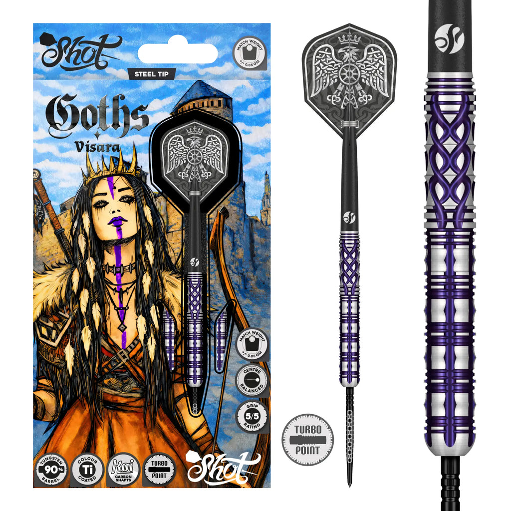 SHOT - Goths VISARA Dart Set - 90% Tungsten - Turbo Point - 24g