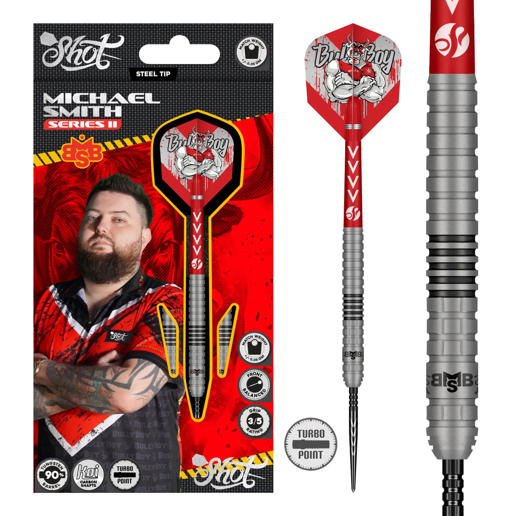 SHOT - MICHAEL SMITH Series 2 Dart Set - 90% Tungsten - Turbo Point - 23g