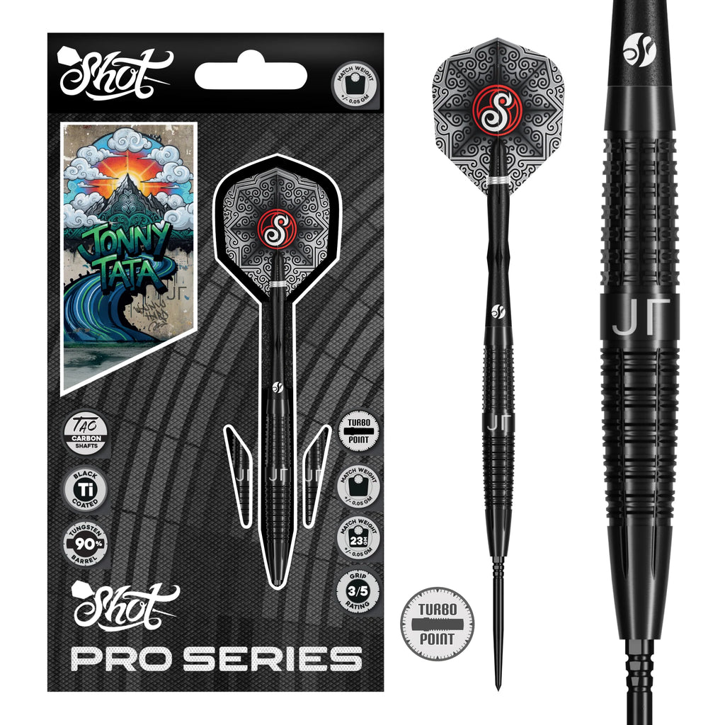 SHOT -  24g - JONNY TATA Darts Set - Turbo Point - 90% Tungsten