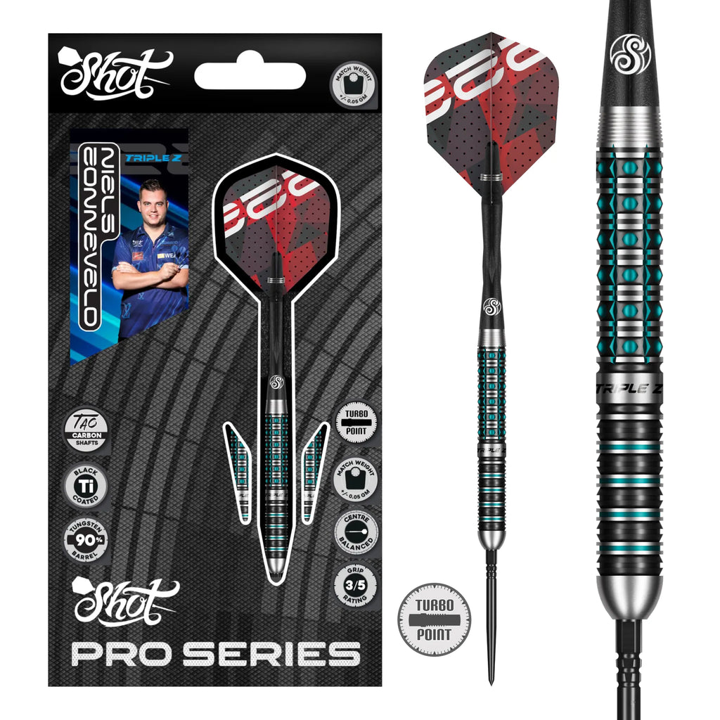 SHOT - 23g - NEILS ZONNEVELD Darts Set - Turbo Point - 90% Tungsten