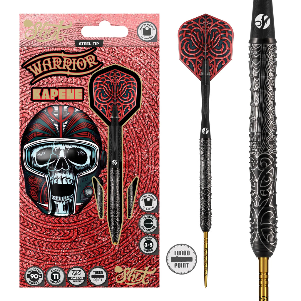 SHOT - 24g - Warrior KAPENE Turbo Point Darts Set - 90% Tungsten
