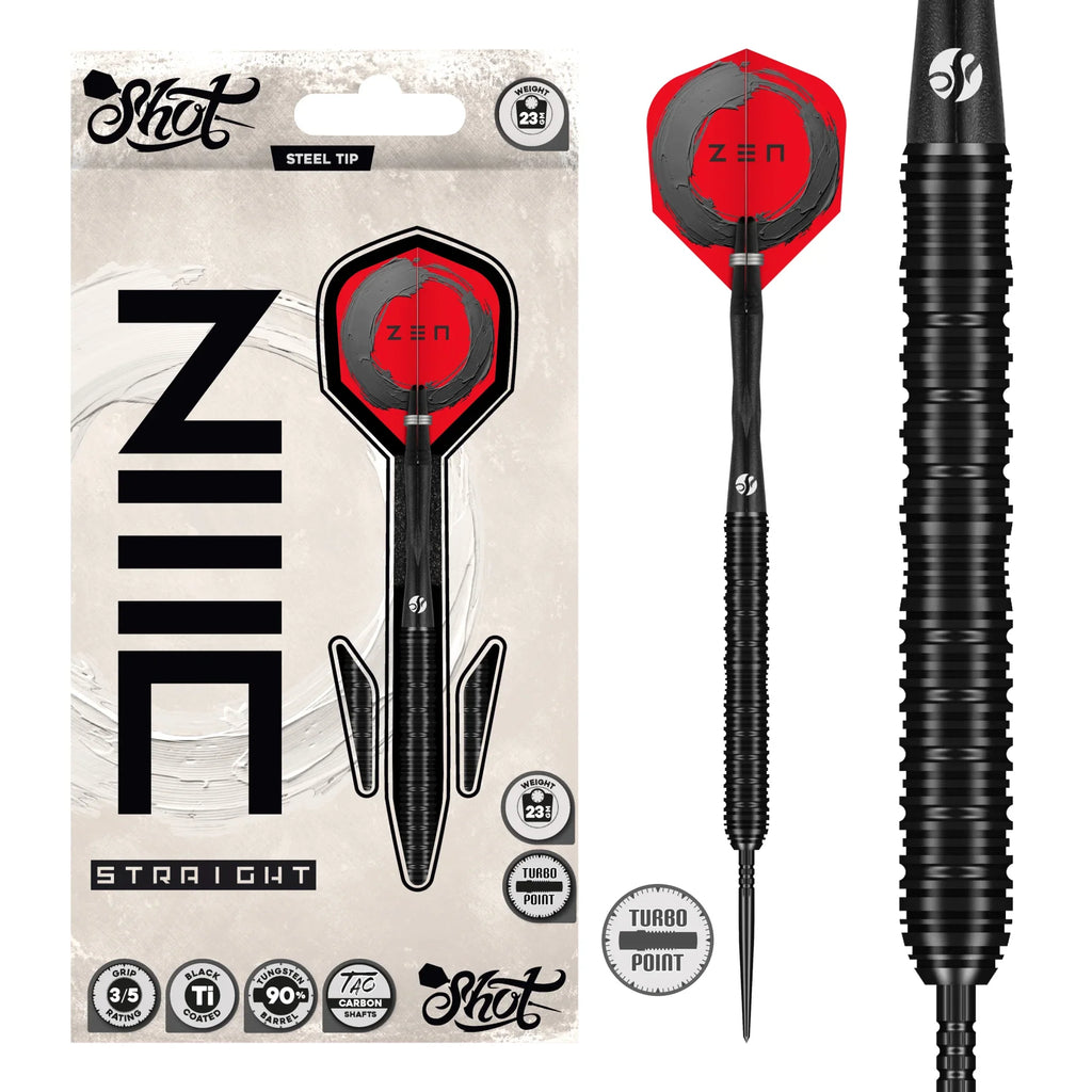 SHOT - Zen STRAIGHT Dart Set - 90% Tungsten - Turbo Point - 23/24/25g
