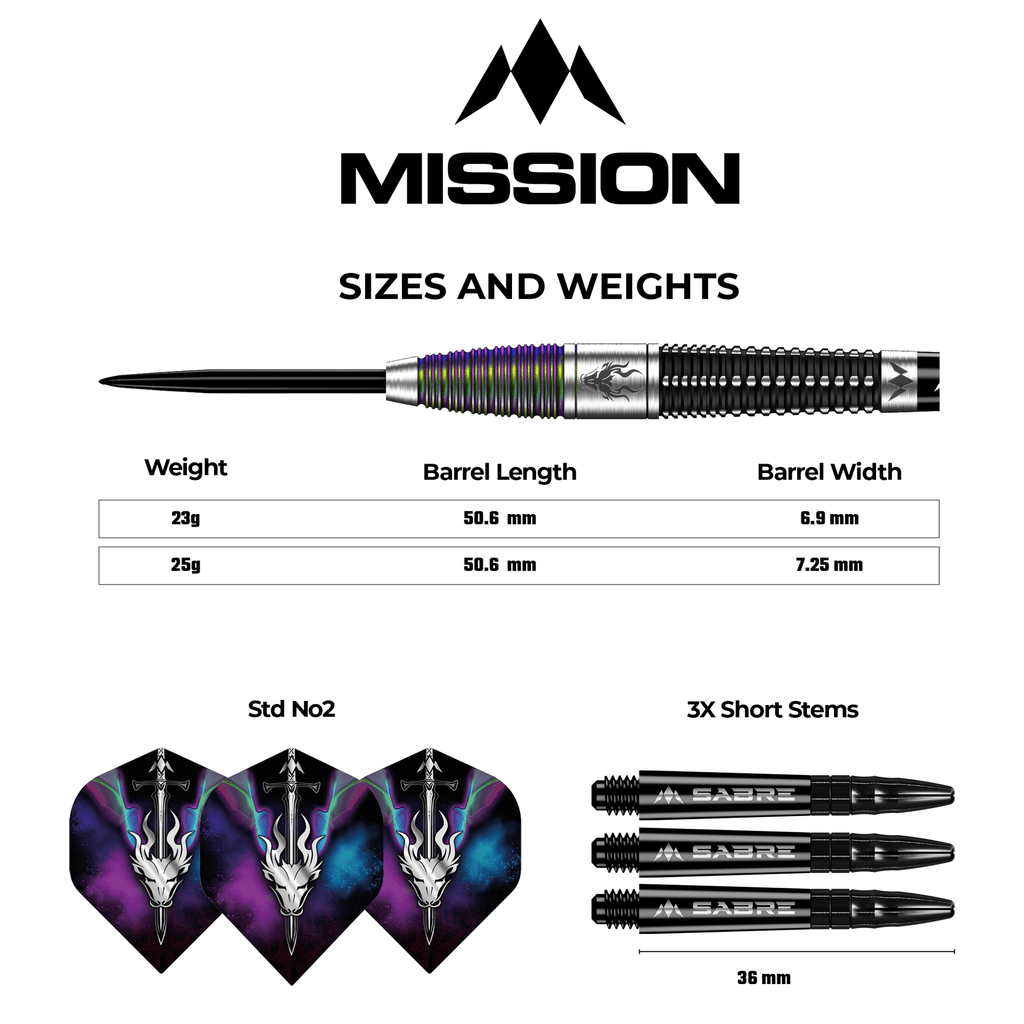 MISSION - Occult Darts - 90% Tungsten - Black & Coral PVD 23/25g