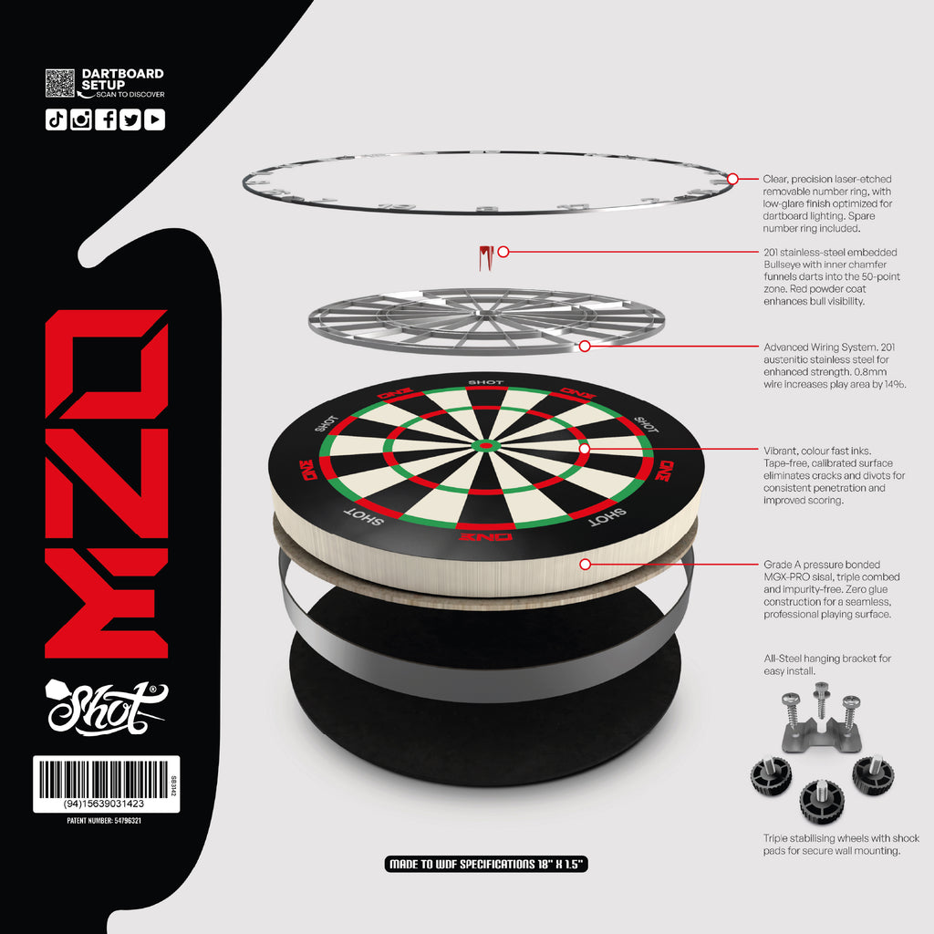 SHOT - ONE Dartboard  - Tournament Grade MGX Sisal