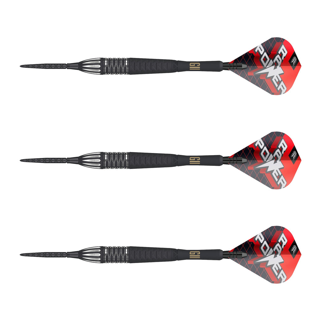 TARGET - Phil Taylor Raw Power G11 Swiss Point Steel Tip Darts - 95% Tungsten - 26g