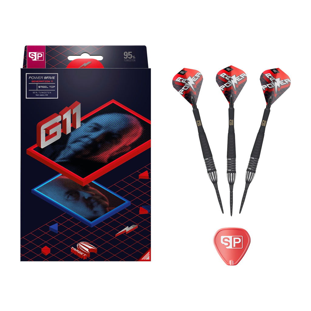 TARGET - Phil Taylor Raw Power G11 Swiss Point Steel Tip Darts - 95% Tungsten - 24g