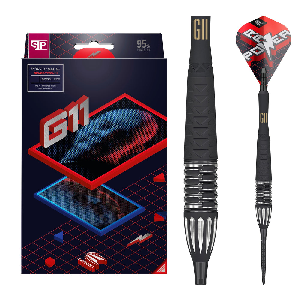 TARGET - Phil Taylor Raw Power G11 Swiss Point Steel Tip Darts - 95% Tungsten - 22g