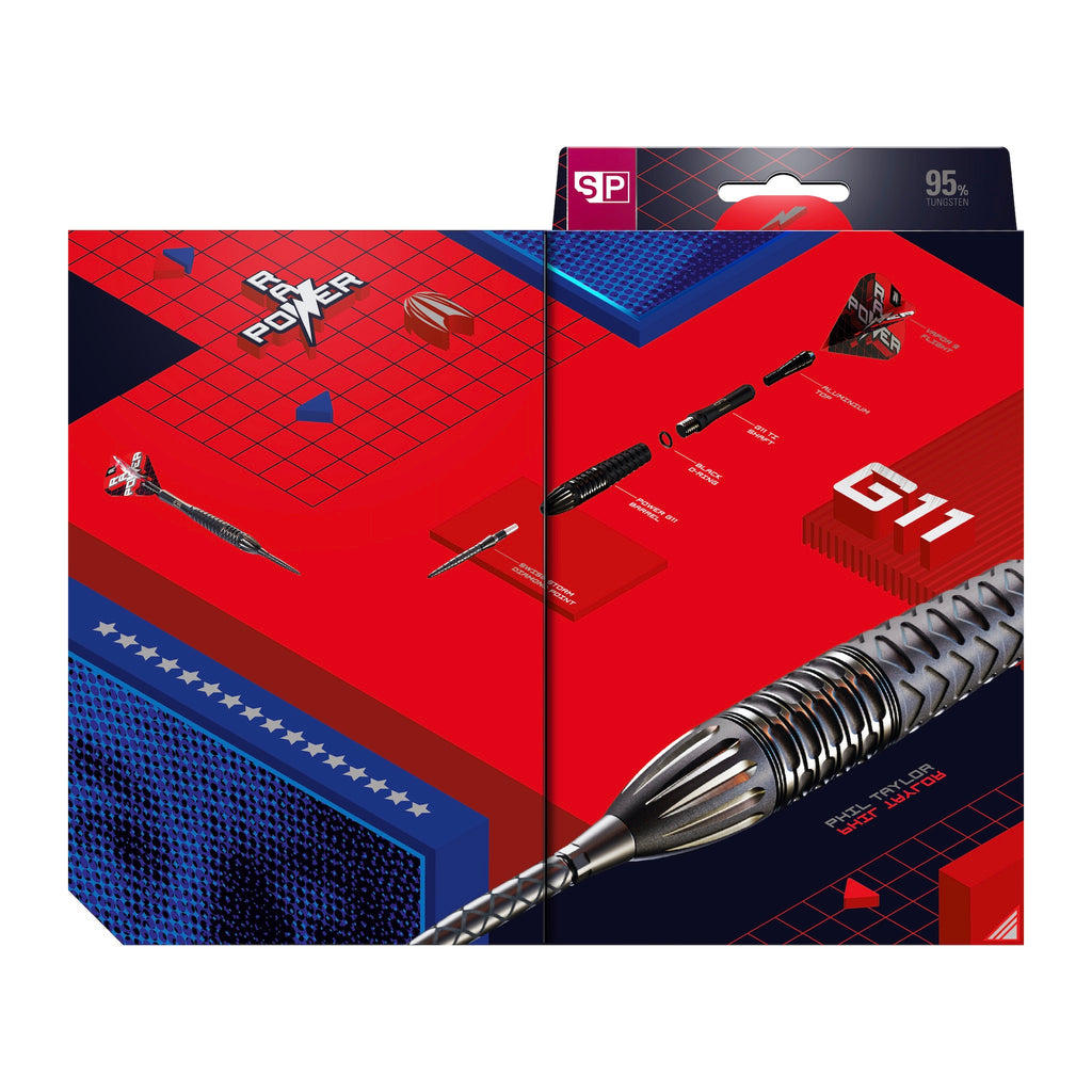 TARGET - Phil Taylor Raw Power G11 Swiss Point Steel Tip Darts - 95% Tungsten - 22g