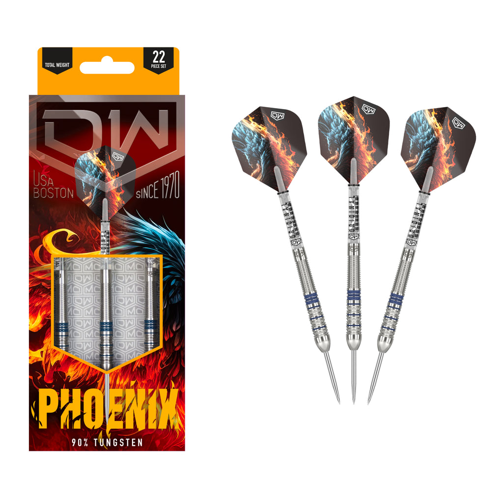 DART WORLD - Phoenix Steel Tip Darts - 90% Tungsten - 26g