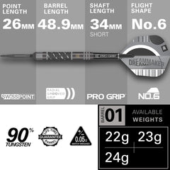 TARGET - Dimitri Van Den Bergh x ECHO Steel Tip Darts - 90% Tungsten - 22g