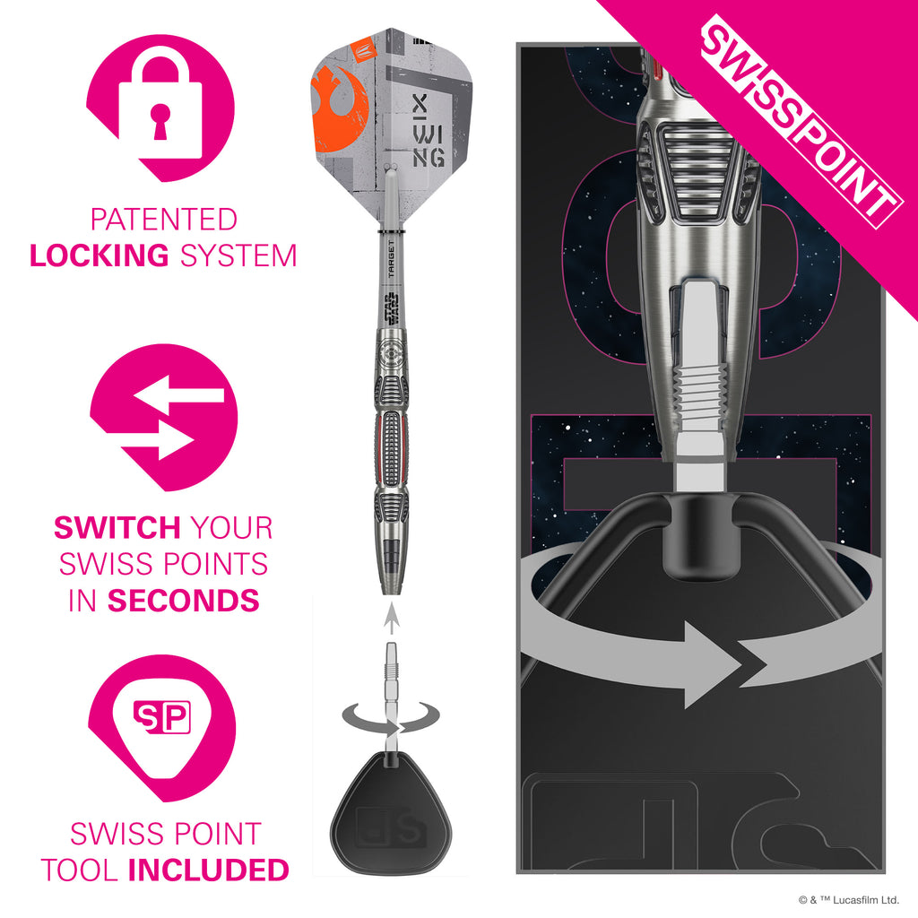 PRE ORDER FOR 11/11/25 - TARGET x STAR WARS - 24g - X WING - Steel Tip Swiss Point - 90% Tungsten Darts
