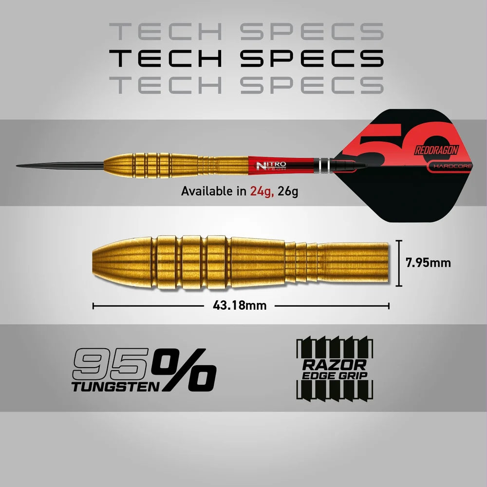 RED DRAGON - 26g Golden Virgin 5 Dart - 95% Tungsten
