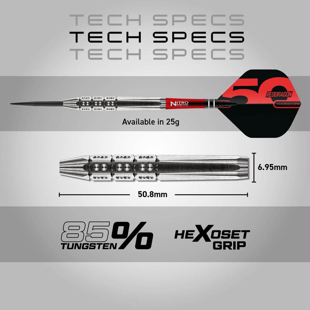 RED DRAGON - 25g Hexoset 3 Dart - 85% Tungsten