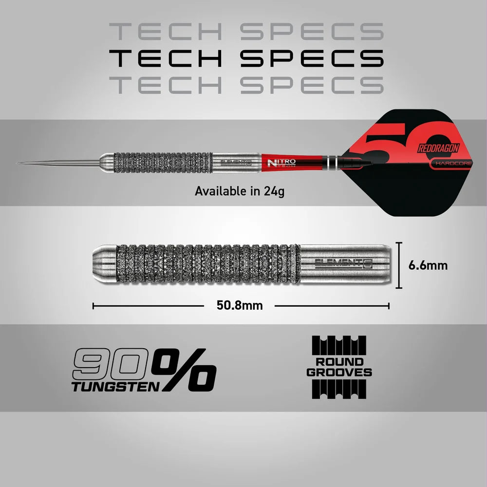RED DRAGON - 24g Element6 B Dart - 90% Tungsten