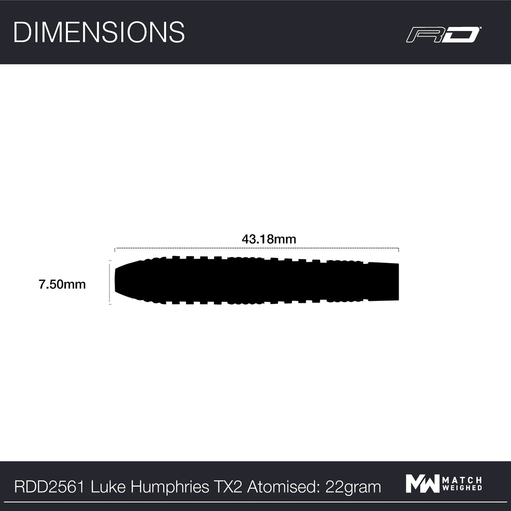 RED DRAGON - Luke Humphries TX2 Atomised Darts - 90% Tungsten - 22g