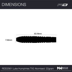 RED DRAGON - Luke Humphries TX2 Atomised Darts - 90% Tungsten - 22g