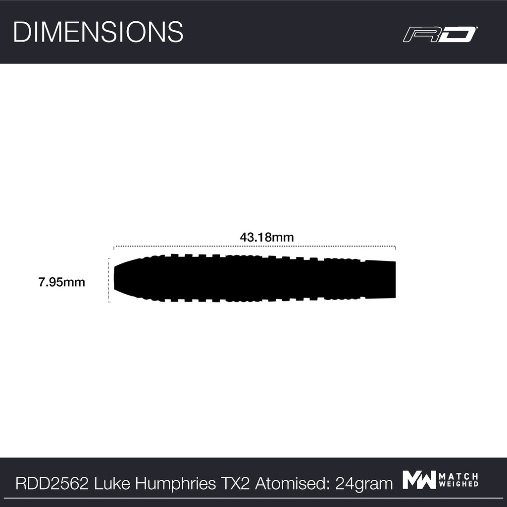 RED DRAGON - Luke Humphries TX2 Atomised Darts - 90% Tungsten - 24g