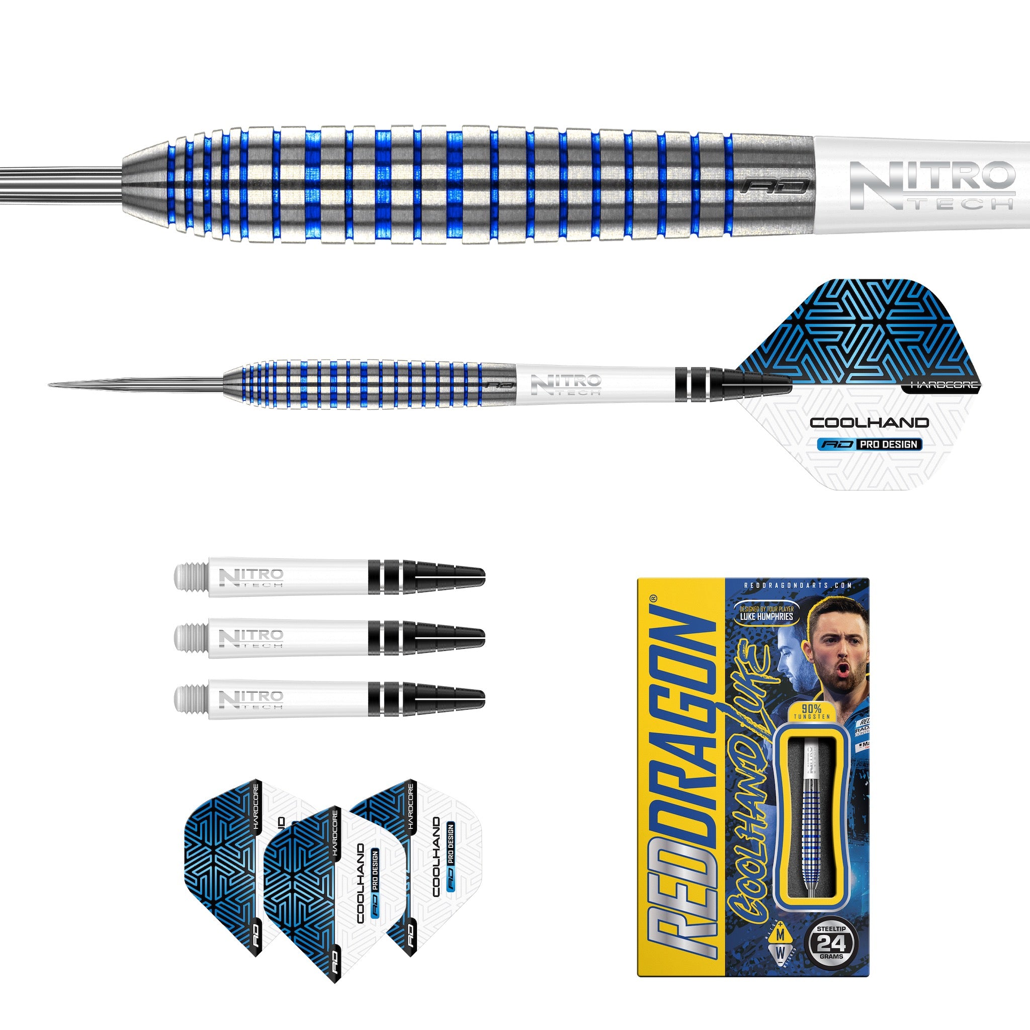 RED DRAGON Luke Humphries TX3 Gold SE Darts - 22g Wolfram Steeltip Set