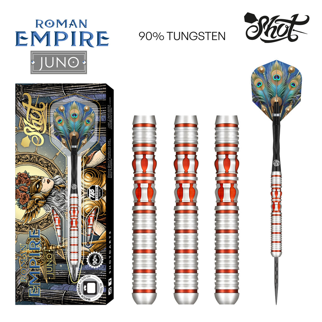 SHOT - Roman Empire Juno Steel Tip Darts - 90% Tungsten - 24g